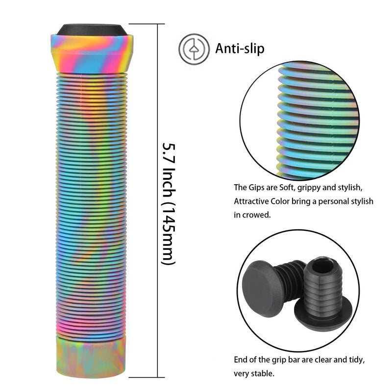 Kutrick Scooter Grips - Mixed Color Bike Bicycle MTB Scooter Handlebar Grips | 145mm Soft Handle Grips for Pro Stunt Kick Scooter, BMX Bikes,Mountain Bike - Image 5